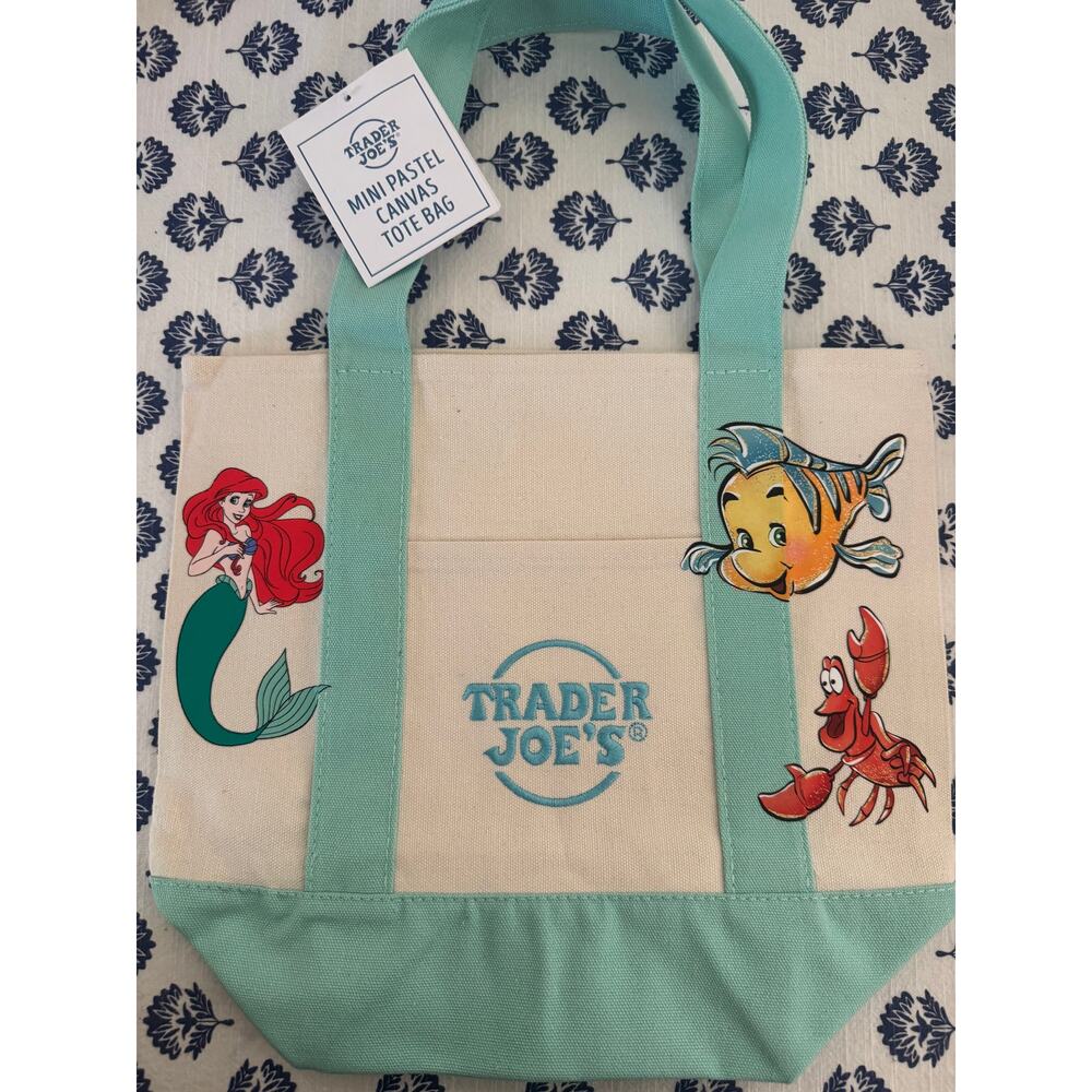 Disney Ariel Flounder Sebastian Green Custom Made Trader Joes Mini Tote